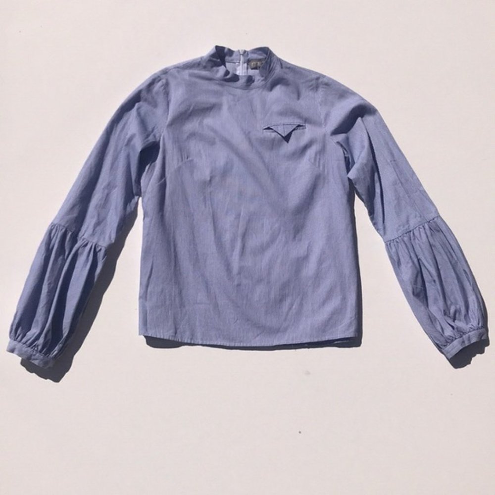 Greysn Puff Sleeve Mandarin Collar Blouse